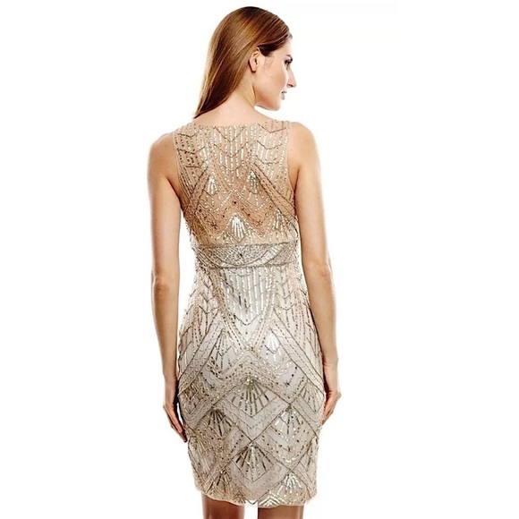 white christmas dresses Sue Wong - N4100 Sleeveless Tiered Ruffle Cocktail Dress 6 / Sandalwood